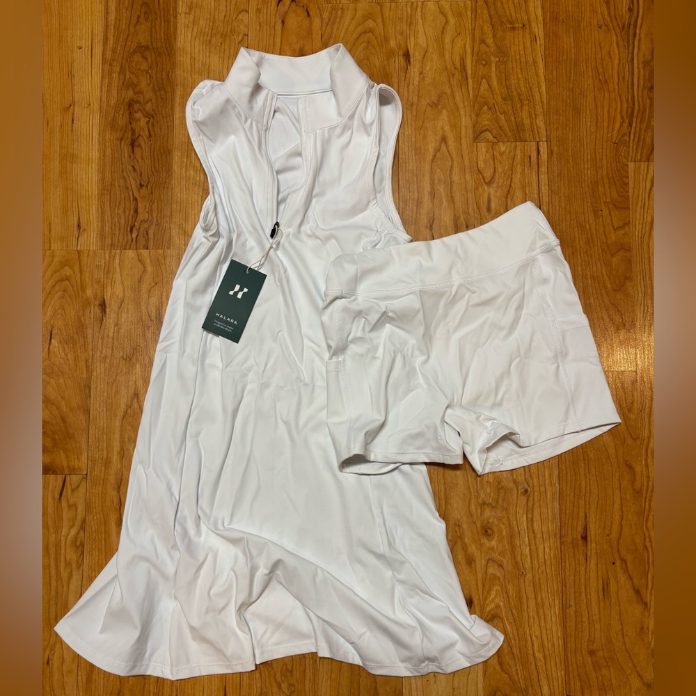 HALARA White Sleeveless Dress with Shorts